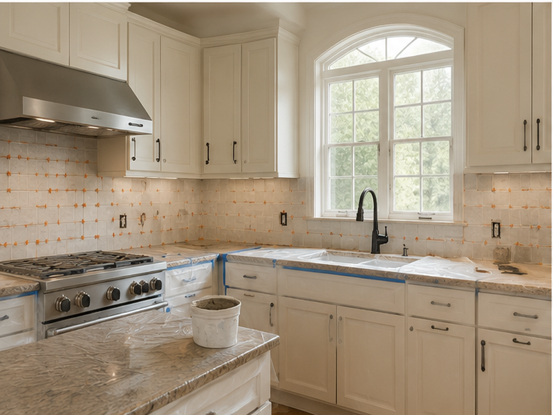 Kitchen Tile Contractor in Franklin, TN — Tile install in progress