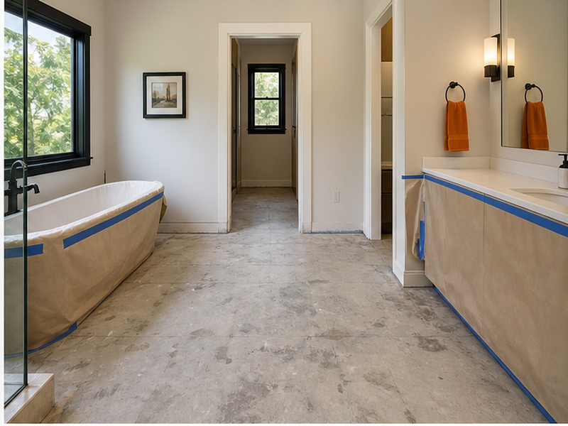 Custom Bathroom Floor Tile Installation in Franklin, TN — Demolition & prep