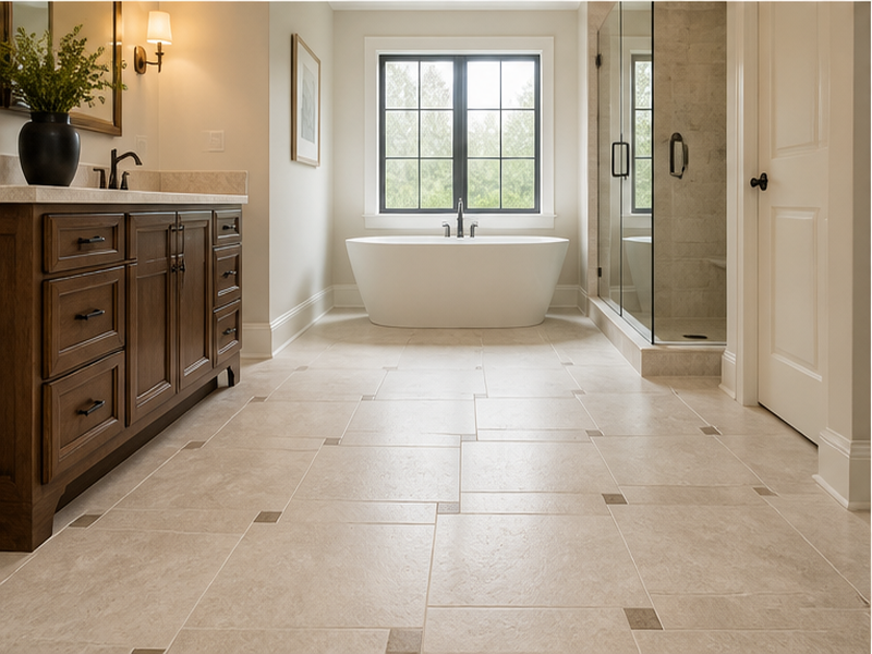 Custom Bathroom Floor Tile Installation in Franklin, TN — Finished look
