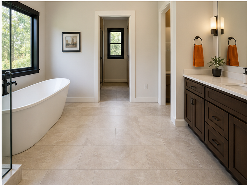 Custom Bathroom Floor Tile Installation in Franklin, TN — Finished result