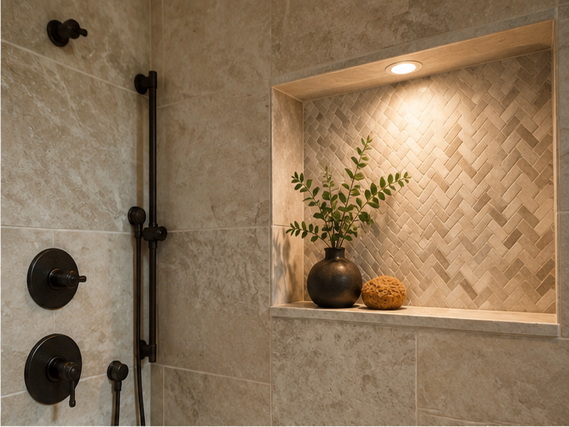 Custom Bathroom Tile Installation in Franklin — Material close-up