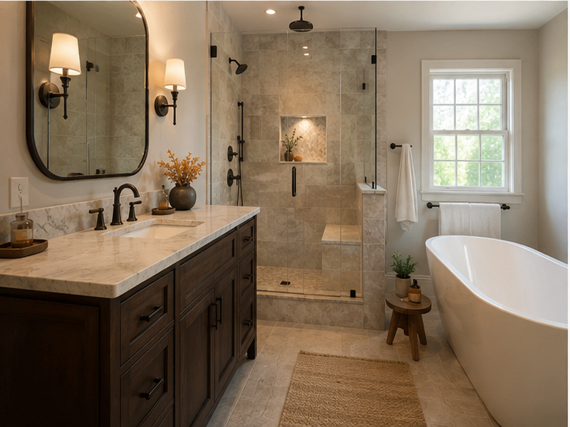 Custom Bathroom Tile Installation in Franklin — Finished look