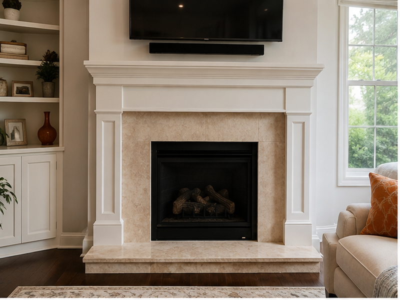 Custom Fireplace Tile Installation in Franklin — Before