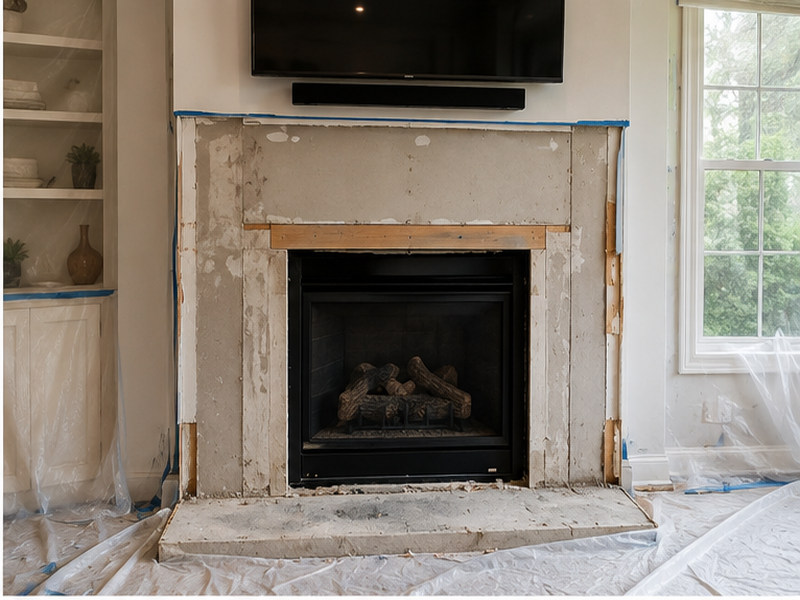 Custom Fireplace Tile Installation in Franklin — Demolition & prep