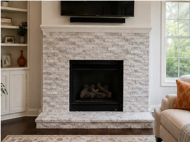 Custom Fireplace Tile Installation in Franklin — proof detail