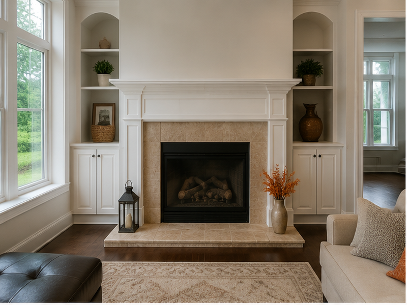 Custom Fireplace Tile Installation in Franklin — Before