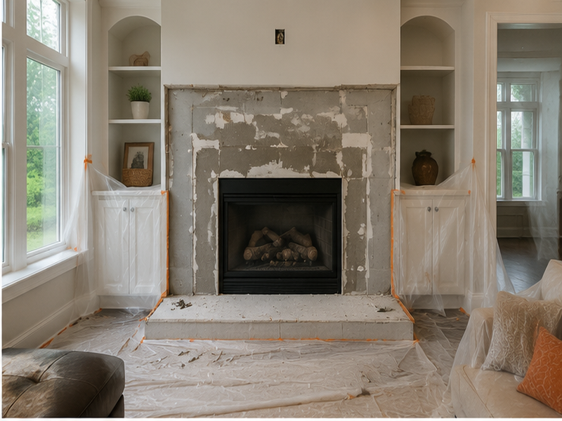 Custom Fireplace Tile Installation in Franklin — Demolition & prep