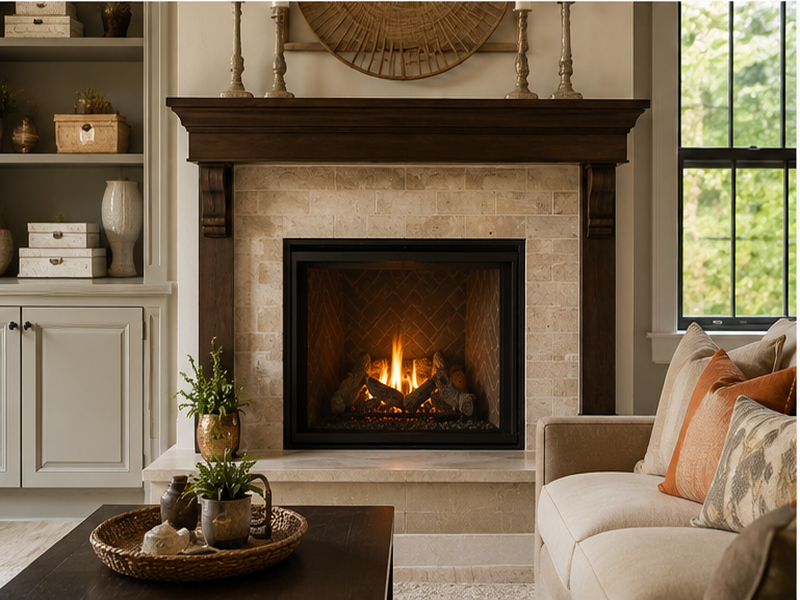 Custom Fireplace Tile Installation in Franklin — Finished look
