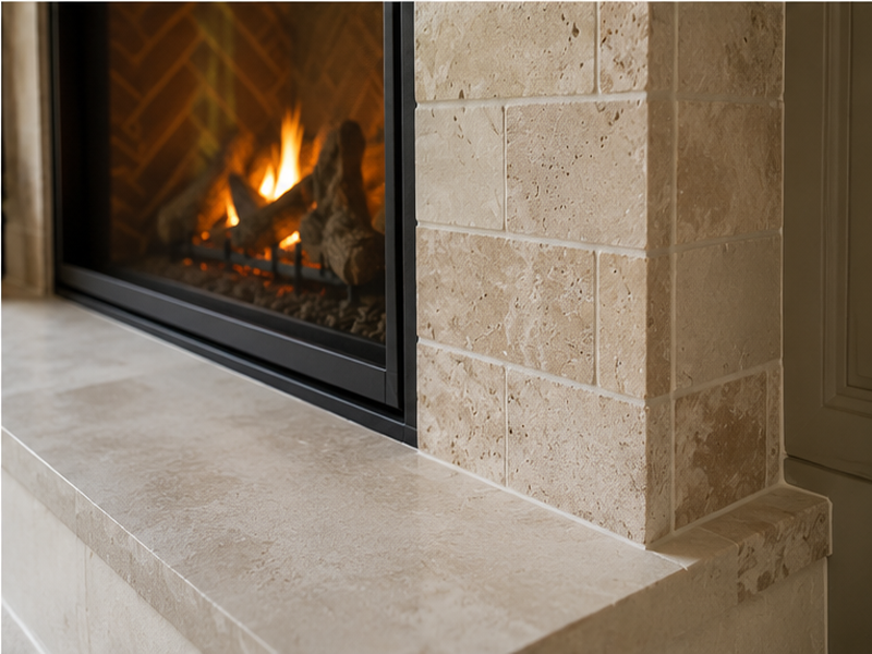 Custom Fireplace Tile Installation in Franklin — Edge and finish detail