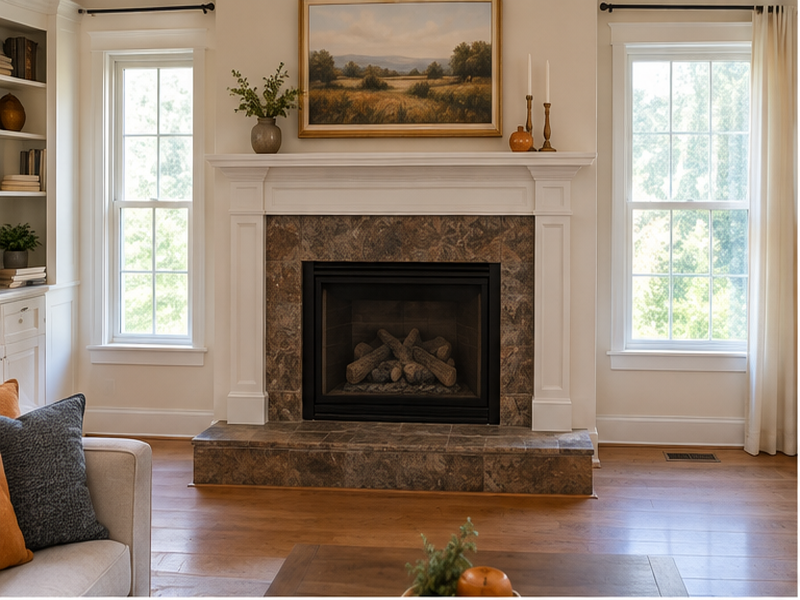 Custom Stone Fireplace Surrounds in Franklin — Before