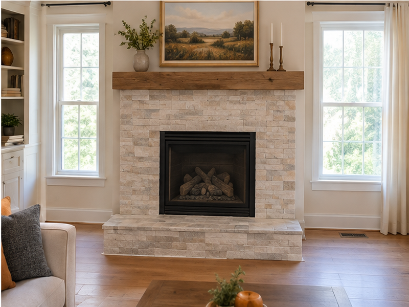 Custom Stone Fireplace Surrounds in Franklin — Finished result