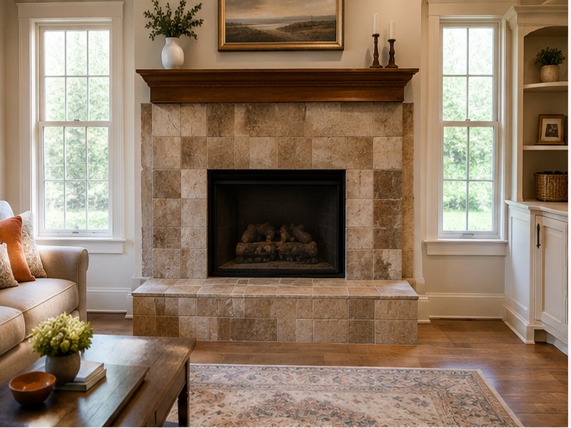 Custom Stone Fireplace Surrounds in Franklin — Before