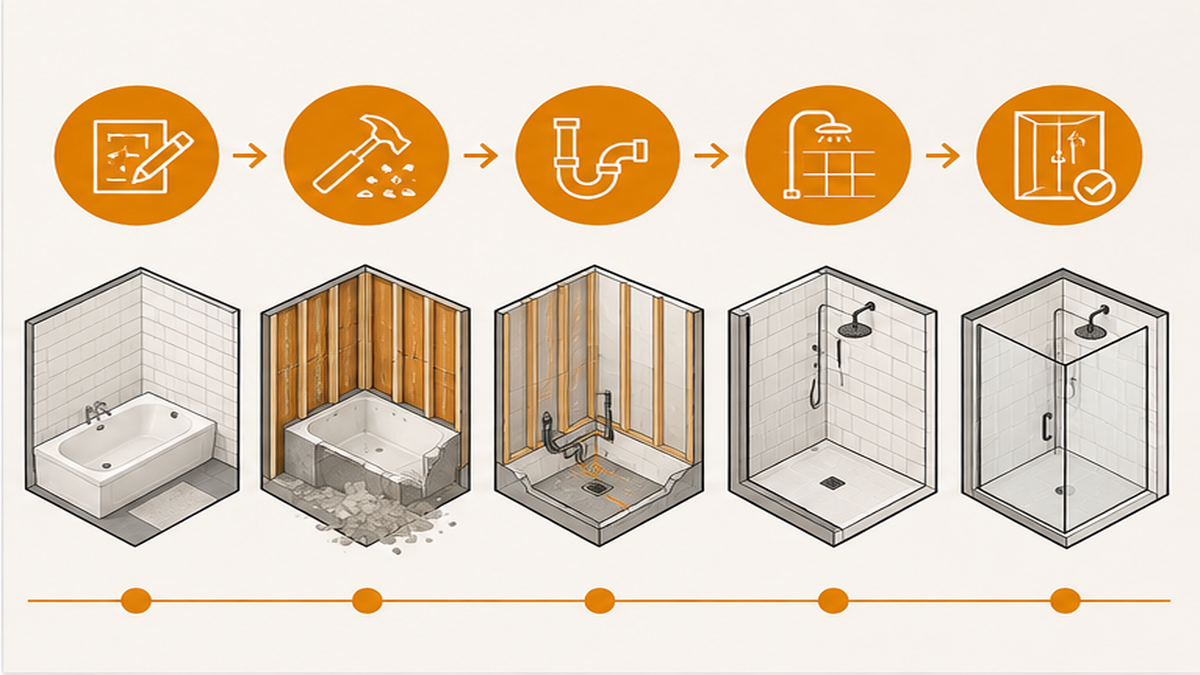 How The Conversion Process Works — bathroom tub to shower conversion